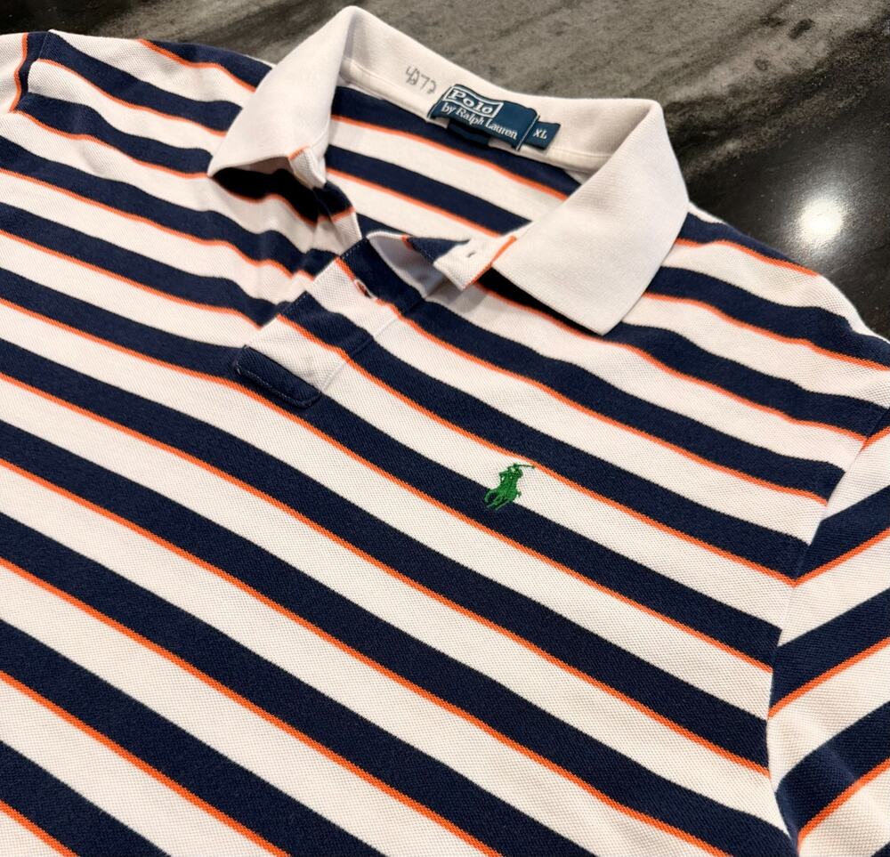 Vintage Polo by Ralph Lauren Mens XL Striped Polo Shirt Green Pony Cotton Preppy